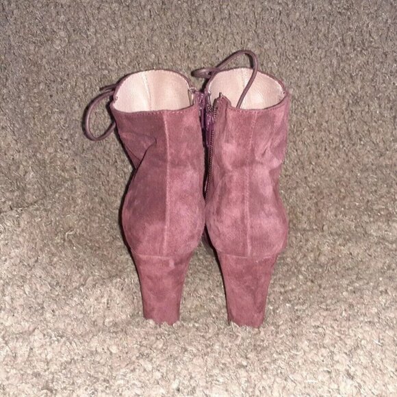 GADEA-Plum Suede Lace-Up/Side Zip-Ankle Booties-Block Heel-Sz 37-Near Mint - Picture 4 of 8